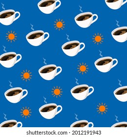 Coffee cups pattern. Vector illustration 