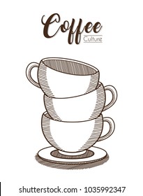 Coffee cups piled