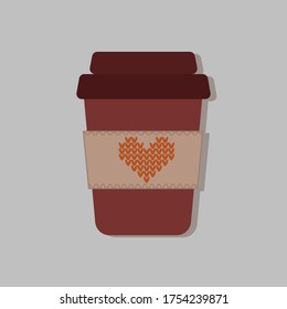  Coffee cups with related labels. Knitted accessories for a mug 2

