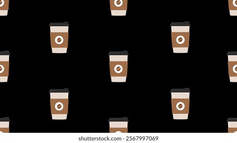 Coffee cups seamless pattern background. Cartoon style. Perfect for fabric, textile, wallpaper, decor, print or packaging of products. SSTKbackgrounds