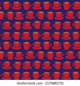 Diseño de patrones sin fisuras de tazas de café para textiles de moda, artesanía, marca, marketing y materiales web