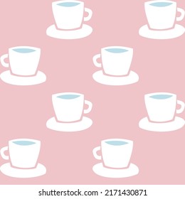 Coffee cups seamless pattern design for fashion textiles, crafts, branding, marketing and web materials