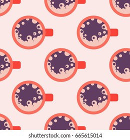 Coffee cups seamless pattern food design restaurant, cafe menu and shop element vector illustration.