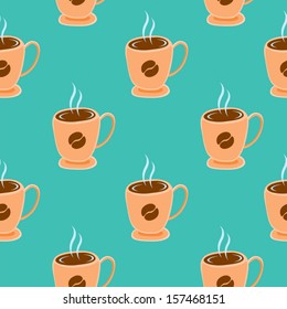 Coffee cups seamless pattern vector illustration