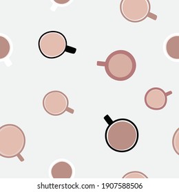 Coffee cups seamless pattern vector illustration. 