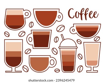 Coffee cups. Set of vector elements 