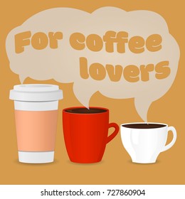 Coffee cups set. Vector illustration for menu, flyers, gift cards