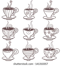 Coffee cups. Sketch. Vector set