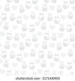 Coffee cups and snowmen seamless pattern design for fashion textiles, crafts, branding, marketing and web materials