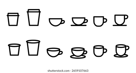 Conjunto de Vector de símbolos de tazas de café