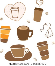 Coffee cups Take away and Tea bag