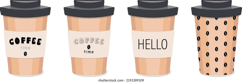 Coffee cups. Coffee time. Cafe.Illustration of a drink
