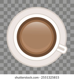 Coffee Cups Top View Vector. Breakfast Beverage. Eps 10. Cup of coffee top view. Espresso coffee in white Cup. flat style