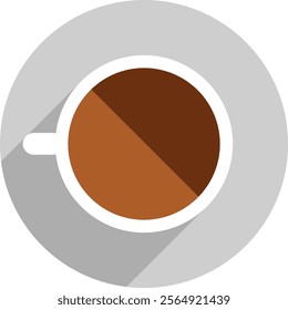 Coffee Cups Top View Vector. Breakfast Beverage. Eps 10. Cup of coffee top view. Espresso coffee in white Cup. flat style