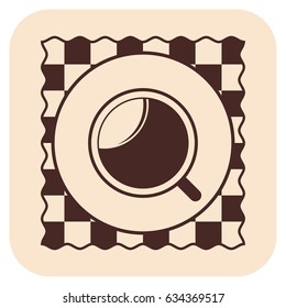 Coffee cups vector icons on a beige background. View from above.