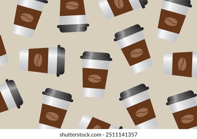 Coffee cups vector illustration background.