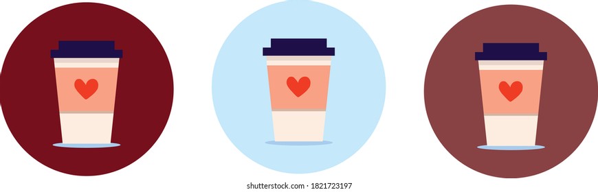 Coffee cups vector illustration isolated on background. Plastic coffee cups with hot coffee in flat style.