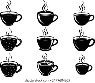 Kaffeetassen Vektorgrafik Set Kaffee Tee trinken Logo Idee Tasse Logo Idee