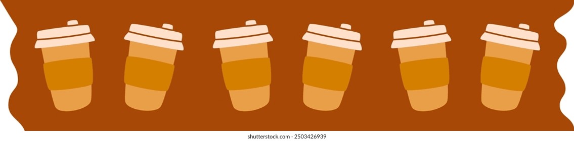 Coffee Cups Washi Tape Vector Illustration