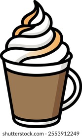 Coffee Cups with Whipped Cream Vector Illustration in Various Creative Styles