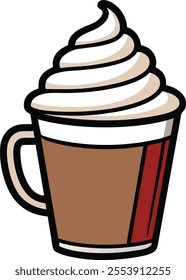 Coffee Cups with Whipped Cream Vector Illustration in Various Creative Styles