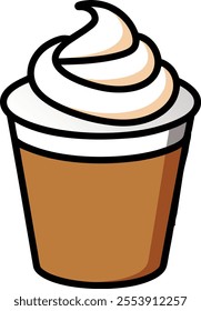 Coffee Cups with Whipped Cream Vector Illustration in Various Creative Styles