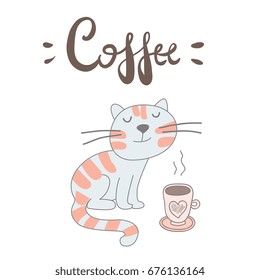 Coffee. Cute card with lettering