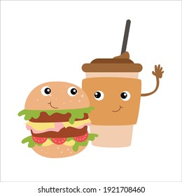 coffee cute character design template vector illustration