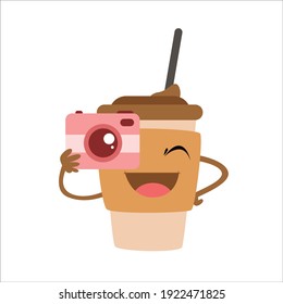coffee cute character design template vector illustration