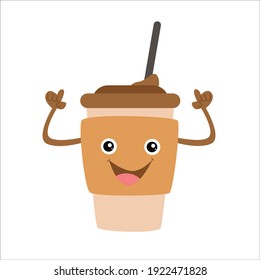 coffee cute character design template vector illustration