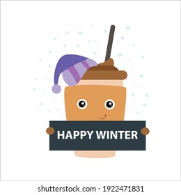 coffee cute character design template vector illustration