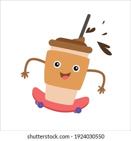 coffee cute character design template vector illustration