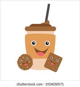 coffee cute character design template vector illustration