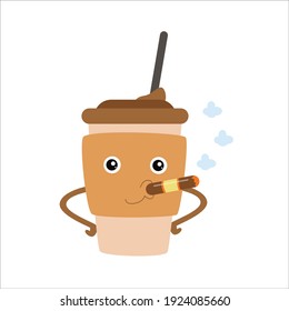 coffee cute character design template vector illustration