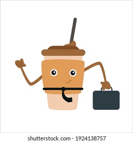 coffee cute character design template vector illustration