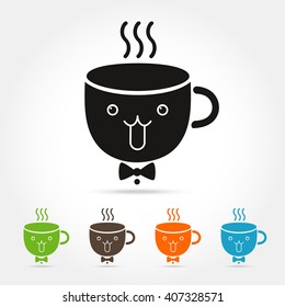 coffee cute cup logo design elements on white background  Vector illustration