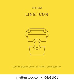 Coffee Cute yellow thin line icon / logo Design