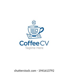 Coffee CV logo creative concept, vector logo design template