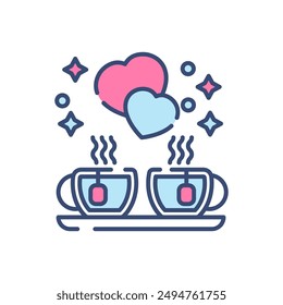 Coffee Date Filled Color Icon, Vector illustration
