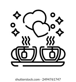 Icono de esquema de fecha de café, Ilustración vectorial