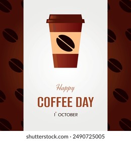 Coffee day banner background, beverage cup template for shops, takeaway drink, copy space for text, cappuccino, Americano, espresso, mocha, latte