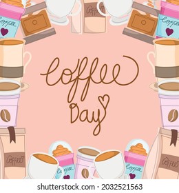 coffee day banner with drinks