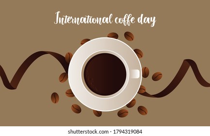 Tarjeta de saludo o fondo del día del café. ilustración vectorial. Mejor diseño