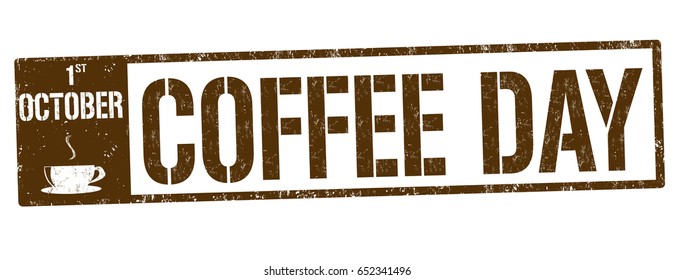 Coffee day grunge rubber stamp on white background, vector illustration