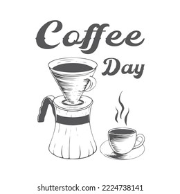 coffee day hand drawing illustration