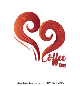 etiqueta de día de café con diseño de ilustración de vector de corazón