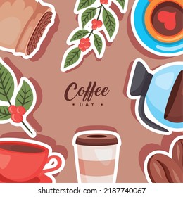 coffee day lettering in frame poster