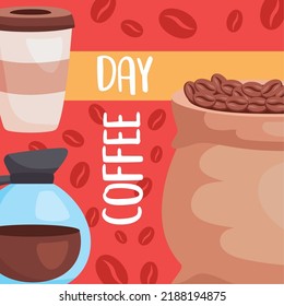 coffee day lettering with sack