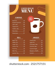Coffee Day Menu Flat Cartoon Hand Drawn Templates Background Illustration