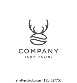 Coffee Deer Line Logo Icon Symbol Vector Template